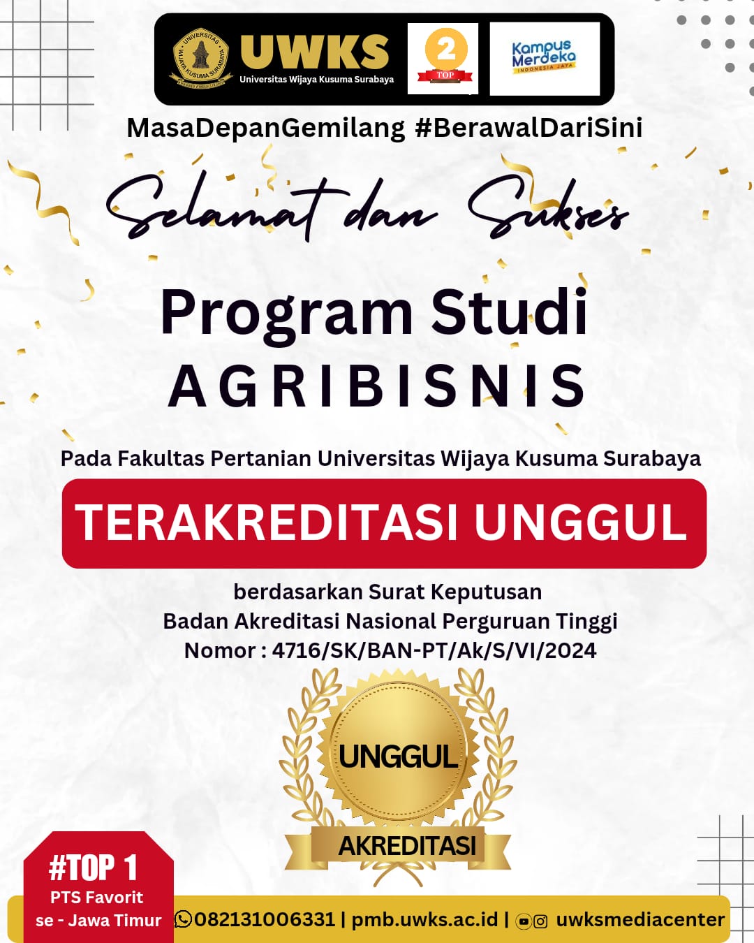 agribisnis uwks akreditasi unggul